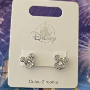 Mickey Mouse Pavé Crystal Outline Stud Earrings